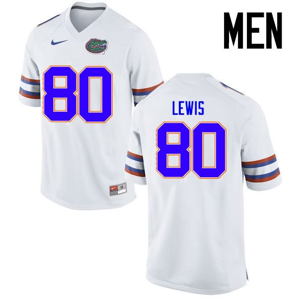 NCAA Florida Gators Cyontai Lewis Men's #80 Nike White Stitched Authentic College Football Jersey BSZ7264YM